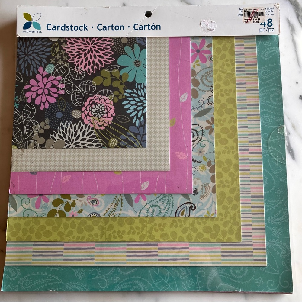 48‎ Pgs Momenta Cardstock Pack w/ Floral Designs including stickers & adhesives